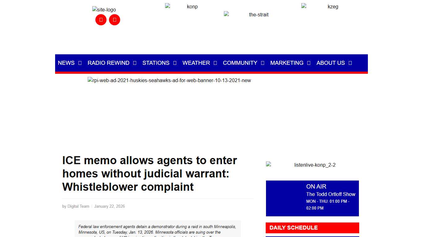ICE memo allows agents to enter homes without judicial warrant: Whistleblower complaint Radio Pacific Inc